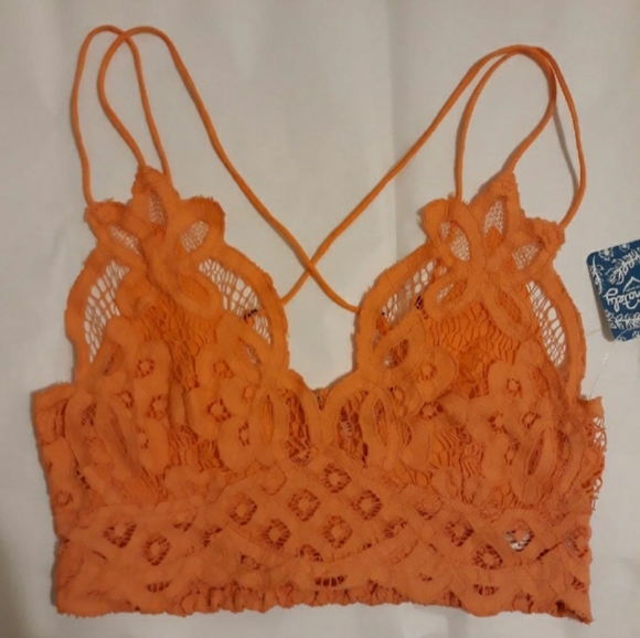 Free People Adella Lace Bralet Neon Peach - Picture 9 of 13
